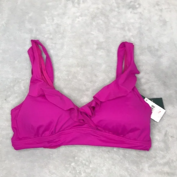 Lauren Ralph Lauren Fuchsia Flutter Top Bikini Size 10 New
